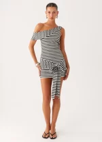 All Day Mini Dress - Black White Stripe - 图片 6