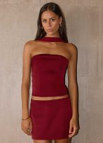 Do It Again Mini Skirt - Dark Cherry - 图片 2