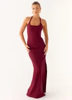 Kill This Love Ribbed Maxi Dress - Dark Cherry - 图片 5