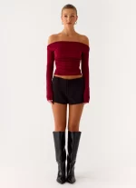 Reva Long Sleeve Top - Maroon - 图片 4
