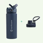 Earth Bottle Premium Insulated Water Bottle with 2 x Caps - Navy Blue (550ml)