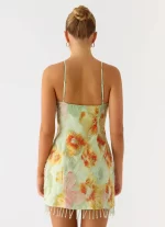 Gatiana Beaded Sequin Mini Dress - Green Floral Beaded - 图片 5