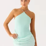 Keanu Cupro Mini Dress - Aqua