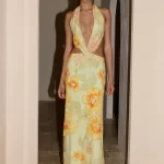 Really Something Beaded Maxi Dress - Green Floral Beaded