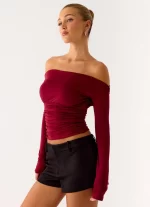 Reva Long Sleeve Top - Maroon - 图片 7