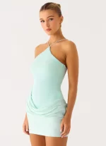 Keanu Cupro Mini Dress - Aqua - 图片 5