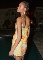 Gatiana Beaded Sequin Mini Dress - Green Floral Beaded - 图片 3