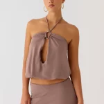 Jisoo Halter Top - Desert Taupe