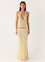 Adelaida Beaded Crochet Maxi Skirt - Yellow - 图片 6