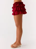 Someone Else Mini Skort - Dark Cherry - 图片 4