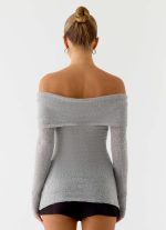 Romeo Bardot Knit Top - Grey - 图片 3
