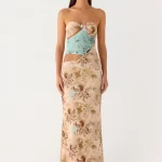 React Strapless Maxi Dress - Desert Blur