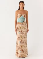 React Strapless Maxi Dress - Desert Blur
