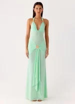 Miyah Halter Hardware Maxi Dress - Mint Blue - 图片 3