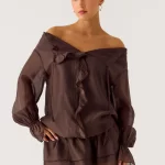 Elris Drop Waist Mini Dress - Cool Chocolate