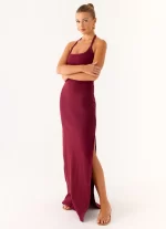 Kill This Love Ribbed Maxi Dress - Dark Cherry - 图片 6