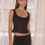 Coastline Cotton Bustier Top - Black