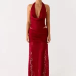 Farruko Jacquard Maxi Skirt - Dark Cherry
