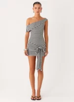All Day Mini Dress - Black White Stripe - 图片 2