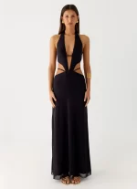 Astraeus Beaded Sequin Maxi Dress - Black
