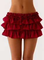 Someone Else Mini Skort - Dark Cherry - 图片 3
