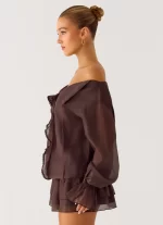 Elris Drop Waist Mini Dress - Cool Chocolate - 图片 2