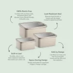 Stainless Steel Food Storage Container - Rectangle - 3 Pack - Image 2