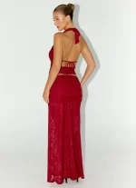 Farruko Jacquard Maxi Skirt - Dark Cherry - 图片 4