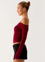 Reva Long Sleeve Top - Maroon - 图片 5