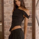Stereotype One Shoulder Top - Black Polkadot