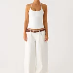 Johnny Low Rise Wide Leg Jeans - White