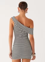 All Day Mini Dress - Black White Stripe - 图片 4