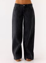 Johnny Low Rise Wide Leg Jeans - Grey Charcoal - 图片 5