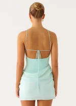 Keanu Cupro Mini Dress - Aqua - 图片 3