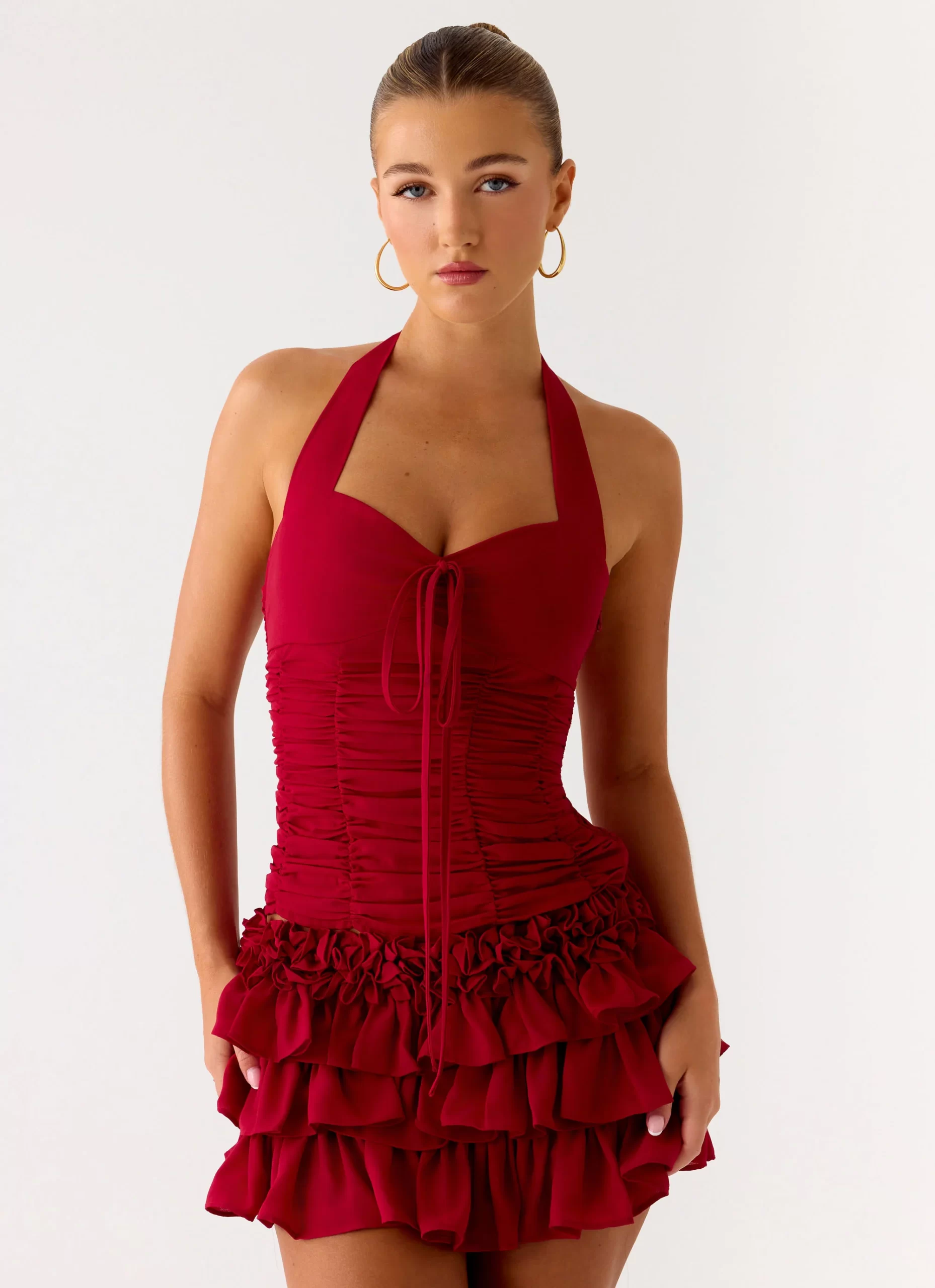 6B209831-60FD-F812-5E7F-6E06BA0BD09E.webp Someone Else Halter Top - Dark Cherry - 图片 1