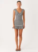 Acacia Mini Dress - Black White Stripe - 图片 2