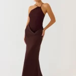 Pristin Cupro Maxi Dress - Cool Chocolate