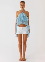 Inna Frill Halter Top - Aqua - 图片 2