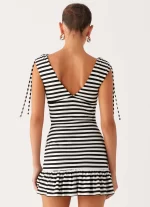 Acacia Mini Dress - Black White Stripe - 图片 4