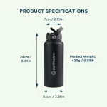 Earth Bottle Premium Insulated Water Bottle with 2 x Caps - Purple (1L) - Image 6