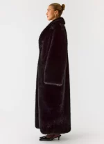 Kamil Faux Fur Maxi Coat - Black - 图片 6