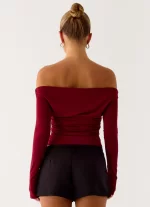 Reva Long Sleeve Top - Maroon - 图片 6