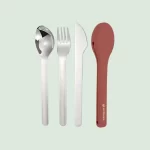 Stainless Steel 3 Piece Reusable Cutlery Set with Protective Silicone Sleeve - Terracotta