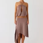 Jisoo Asymmetric Midi Skirt - Desert Taupe