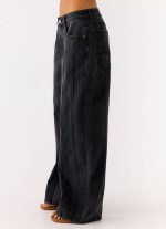 Johnny Low Rise Wide Leg Jeans - Grey Charcoal - 图片 3
