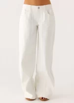 Johnny Low Rise Wide Leg Jeans - White - 图片 5