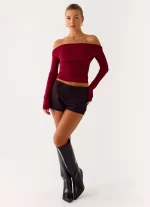 Reva Long Sleeve Top - Maroon - 图片 8