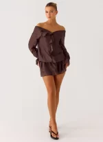 Elris Drop Waist Mini Dress - Cool Chocolate - 图片 5