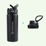 Earth Bottle Premium Insulated Water Bottle with 2 x Caps - Black (550ml)