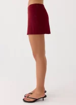 Do It Again Mini Skirt - Dark Cherry - 图片 4